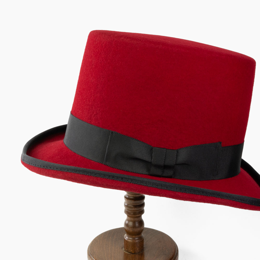 シルクハット 赤 レッド 日本製 ウールフェルト トップハット 大小
