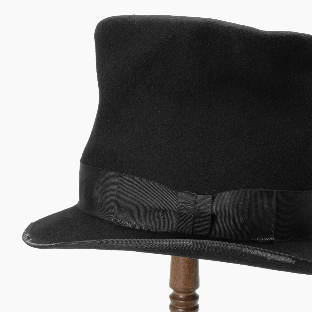 シルクハット ダメージ加工 フェルト トップハット ブラック 黒 ウール
