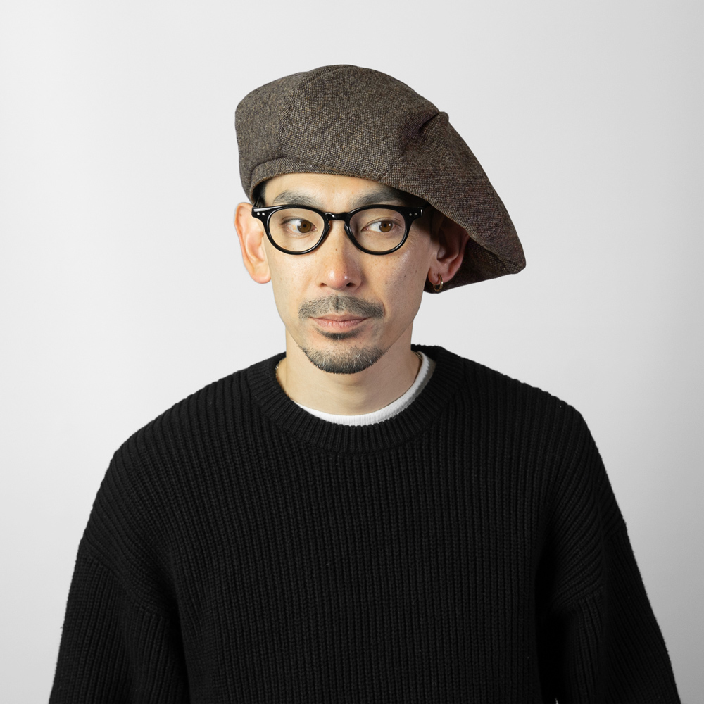 EDHAT ベレー帽 大きめ ゆったり メンズ 秋冬 ベレー 帽子 バスクベレー ウール エターミン ツイード ブラック 黒 ブラウン 茶 ブランド　M-58262281 |  | 03