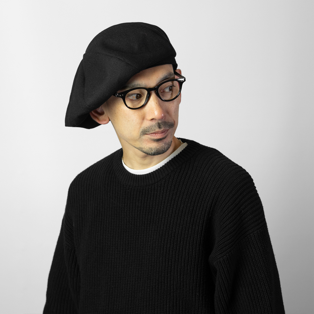 EDHAT ベレー帽 大きめ ゆったり メンズ 秋冬 ベレー 帽子 バスクベレー ウール エターミン ツイード ブラック 黒 ブラウン 茶 ブランド　M-58262281 |  | 04