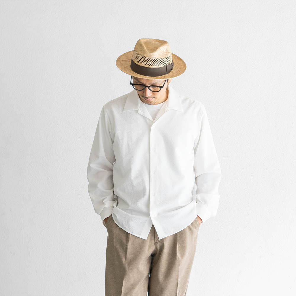 ストローハット メンズ 夏 つば広ハット 帽子 天然草 バオ 日本製 EDHAT エドハット 麦わら帽子 ベージュ ナチュラル サイズ調節 シンプル 春夏  16166403 |  | 02