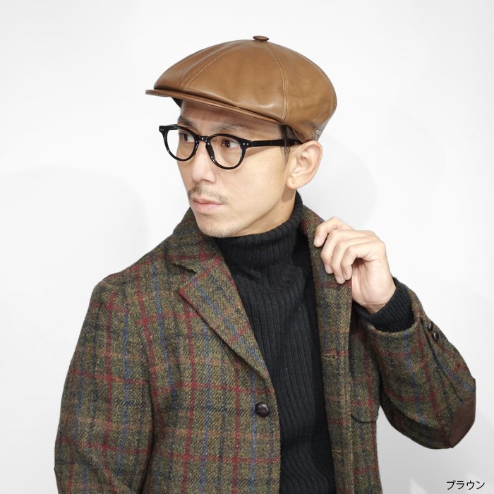 genten 本革 キャスケット ブラウン genten 本革 キャスケット ブラウン