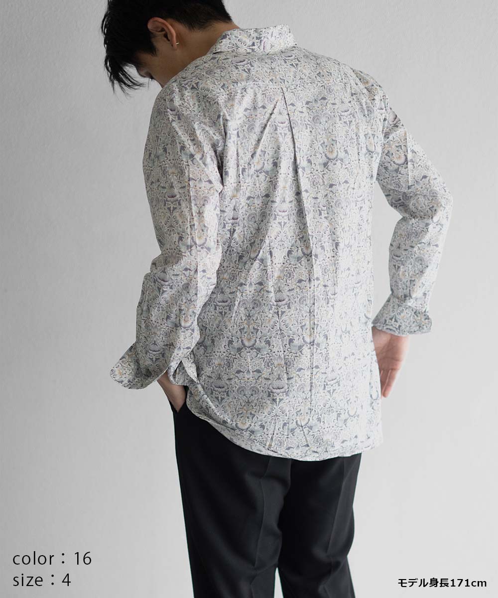 美品 ルミノア シャツ ワンピース リバティコットン100％ 総柄 日本製 匿名 Le Minor（ルミノア） ルミノア□シャツ 長袖 リバティ コットン 綿