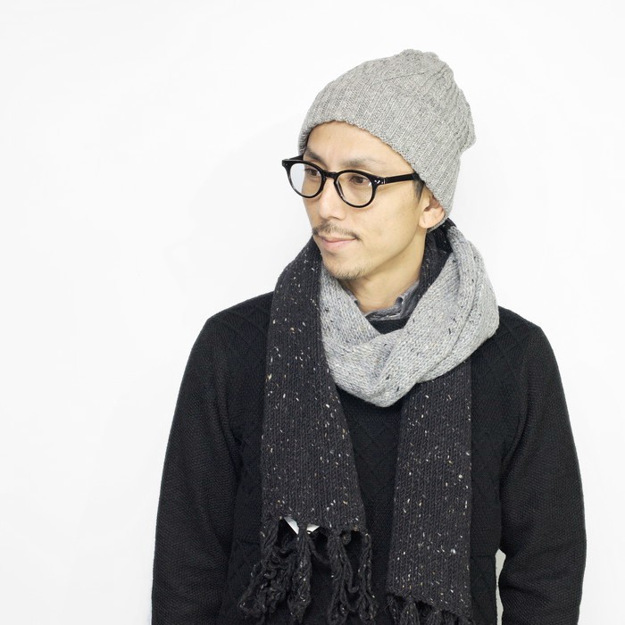 送料無料】SEANWOOL ニット帽 ウール 日本製 ブラック 黒 チャコール