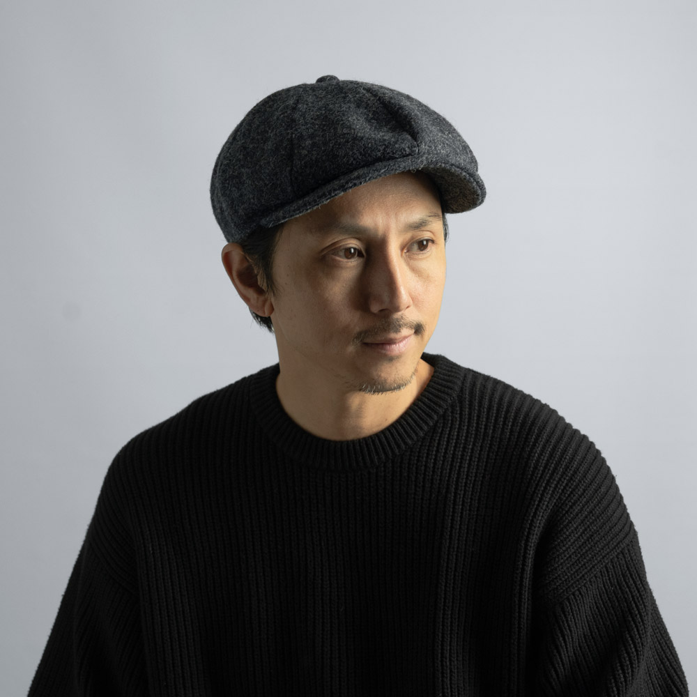 ハリスツイード キャスケット メンズ 秋冬 ウール100％ ツイード