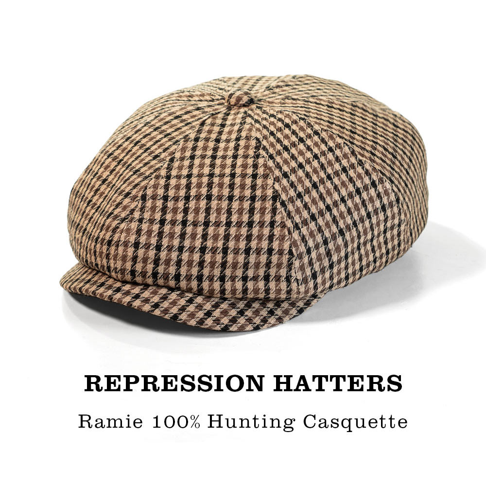 REPRESSION HATTERS リプレッションハッターズ　キャスケット メンズ 日本製 春夏 ラミー 苧麻  8パネル サイズ調整 ベージュ S-20260401_1 | 