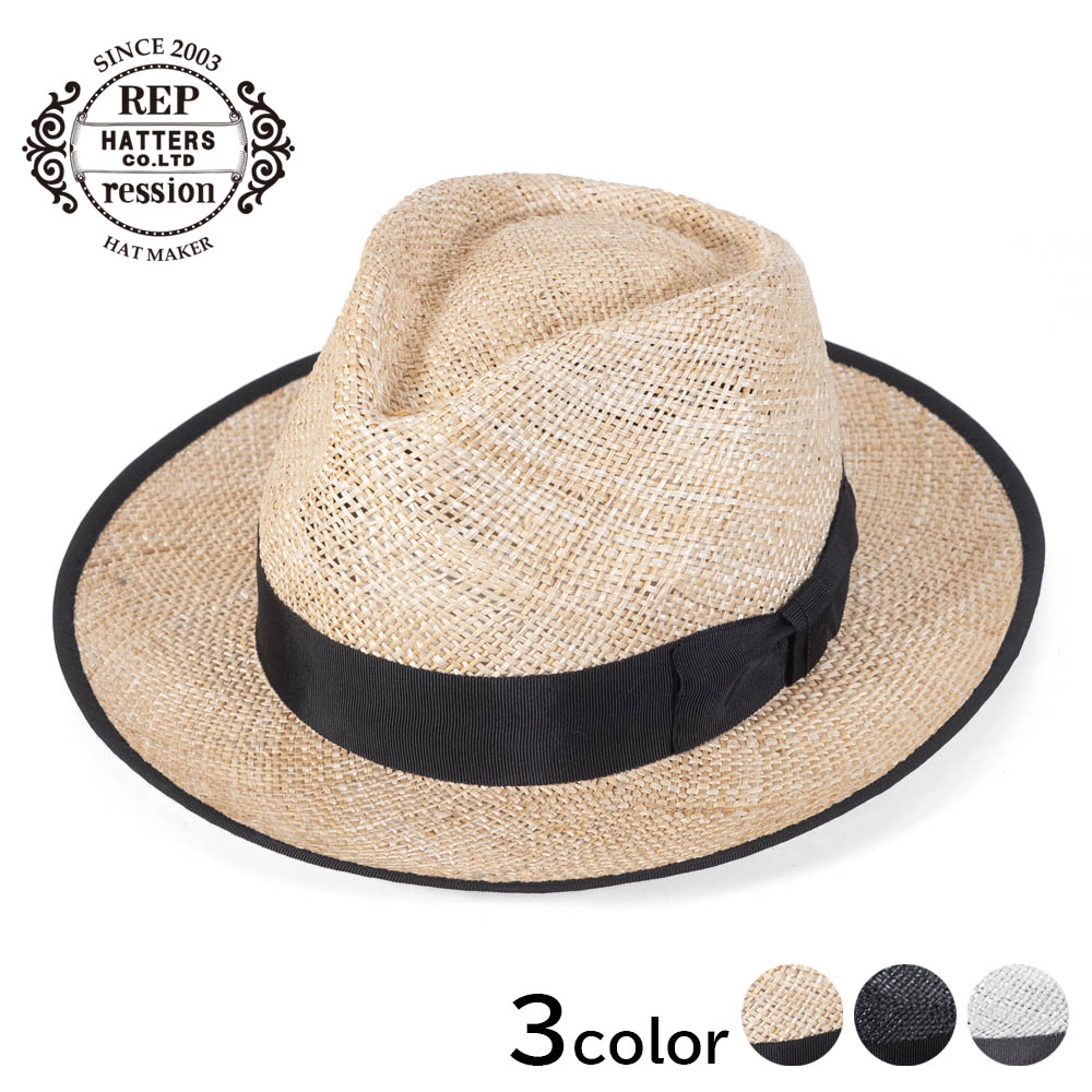 ストローハット ハット メンズ つば広 帽子 REPression Hatters リ