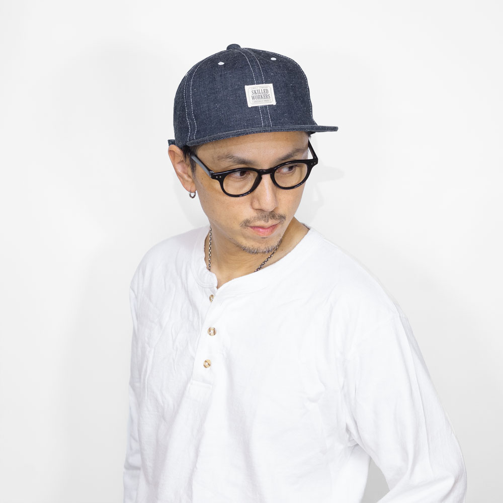 キャップ デニム メンズ 帽子 フラットバイザー ストラップ