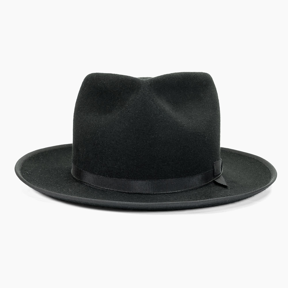 黒のウールハット フラワー装飾付き 黒のウールハット フラワー装飾付き フェルト デザイン 花