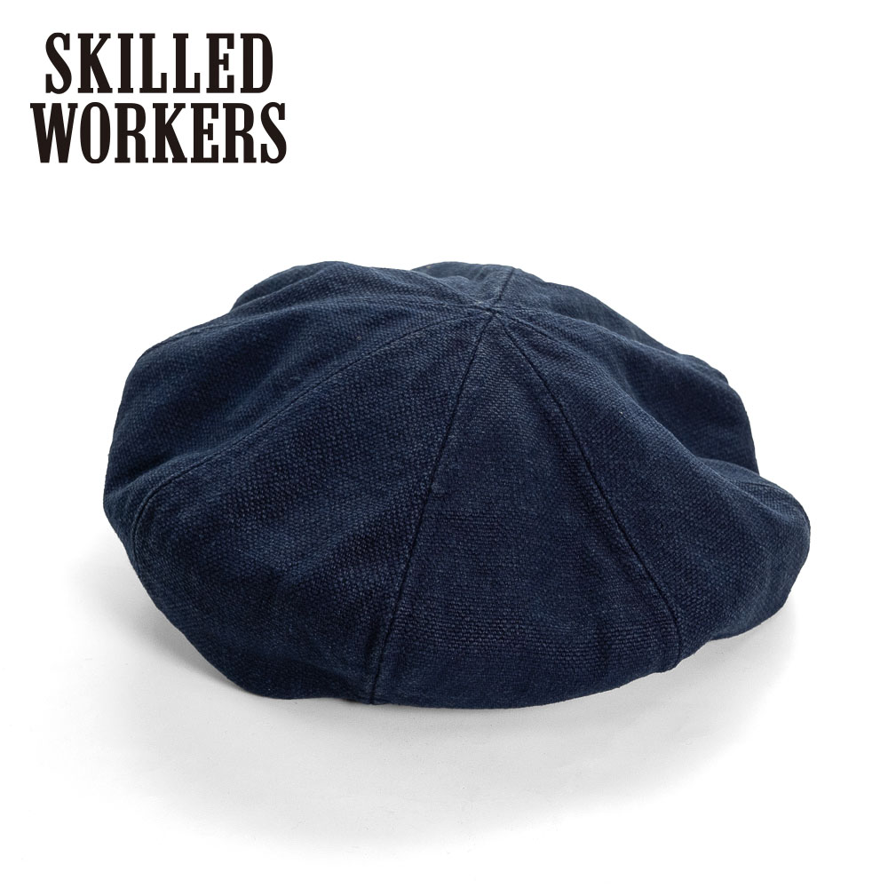 SKILLED WORKERS スキルドワーカーズ 藍染め ベレー帽 ヘンプ 刺し子 天然藍 大きいサイズ対応 日本製 あさかぜ商店 コラボ メンズ S-20250927-1 |  | 01