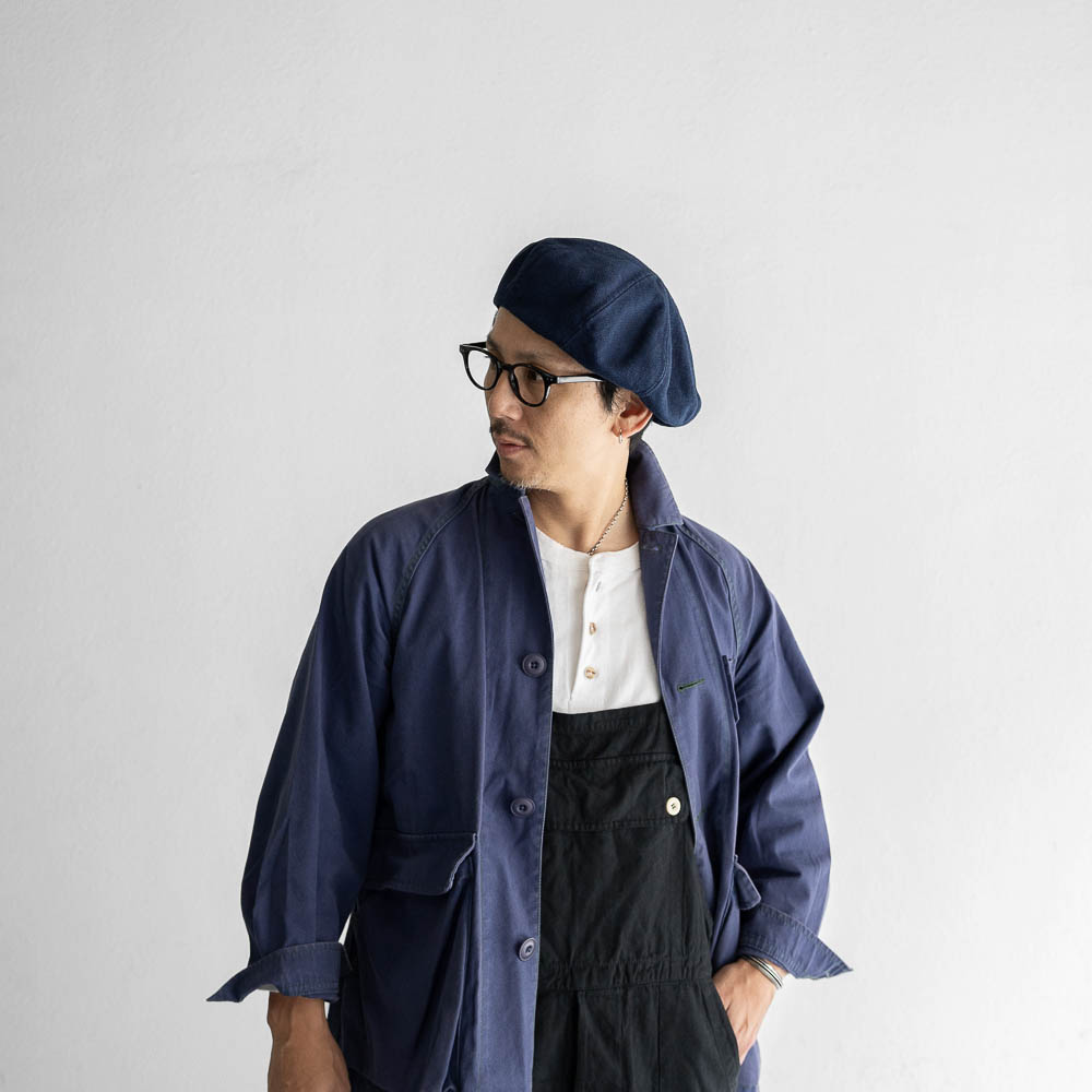 SKILLED WORKERS スキルドワーカーズ 藍染め ベレー帽 ヘンプ 刺し子 天然藍 大きいサイズ対応 日本製 あさかぜ商店 コラボ メンズ S-20250927-1 |  | 02