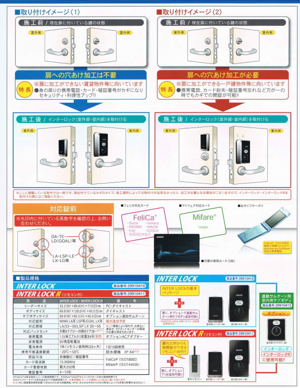 タッチパネル+非接触IC式電気錠 FUKI INAHO INTERLOCK フキ イナホ インターロック : 11458991321 : リプレ  ヤフー店 - 通販 - Yahoo!ショッピング