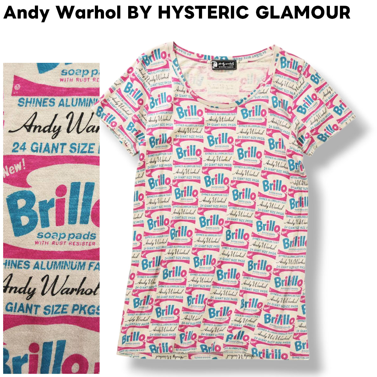 日本製 アンディーウォーホル バイ ヒステリックグラマー Andy Warhol BY HYSTERIC GLAMOUR Tシャツ カットソー FREE 総柄 レディース ♪