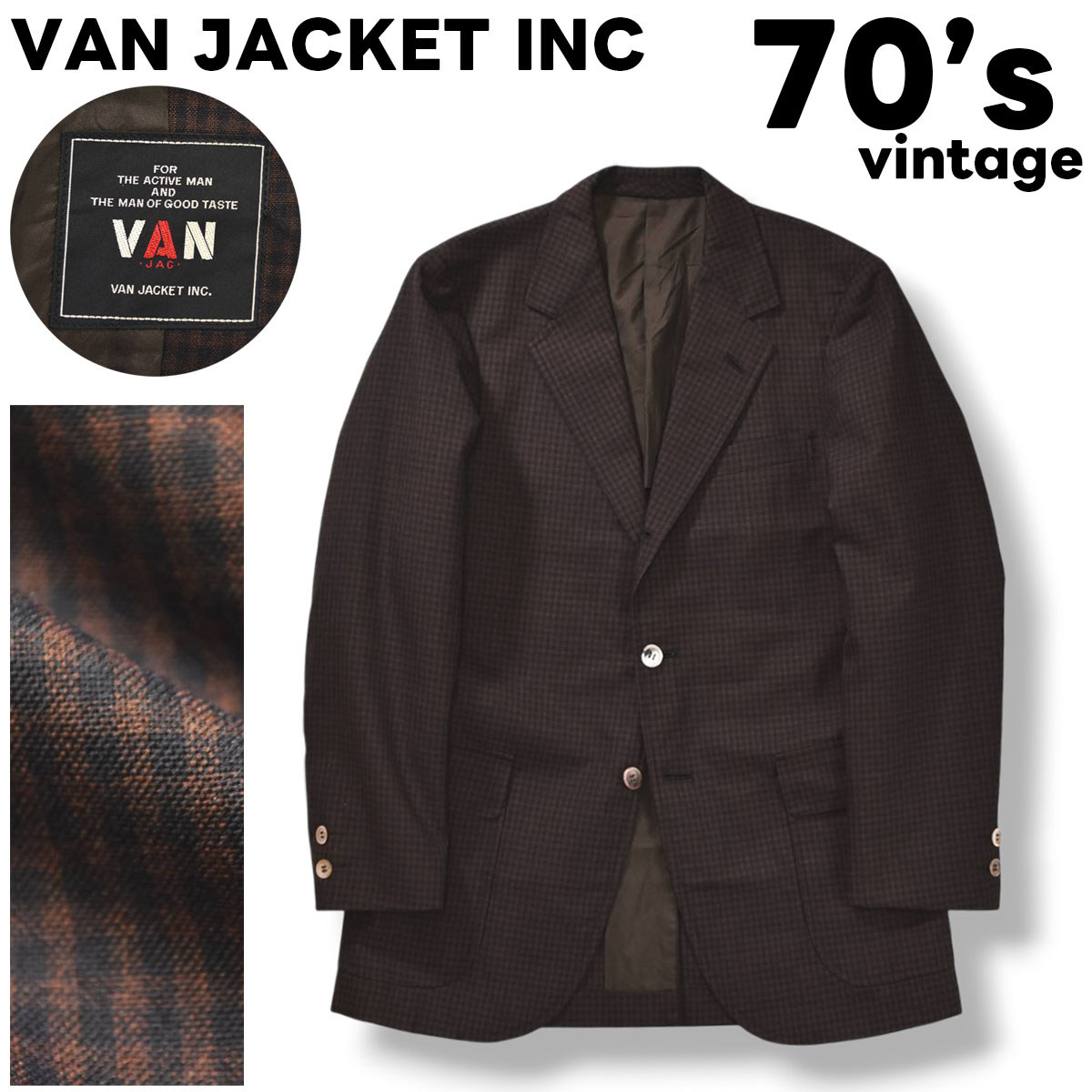 70s ヴィンテージ ヴァンヂャケット VAN JACKET INC 段返り 3B