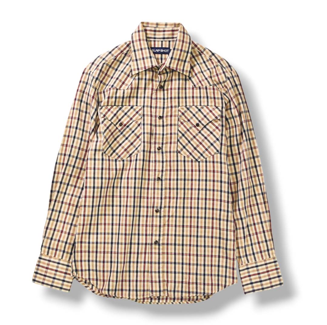 slapshot オンブレチェック 中綿ベスト 日本製 スナップボタン slapshot オンブレチェック 中綿ベスト 日本製 スナップボタン