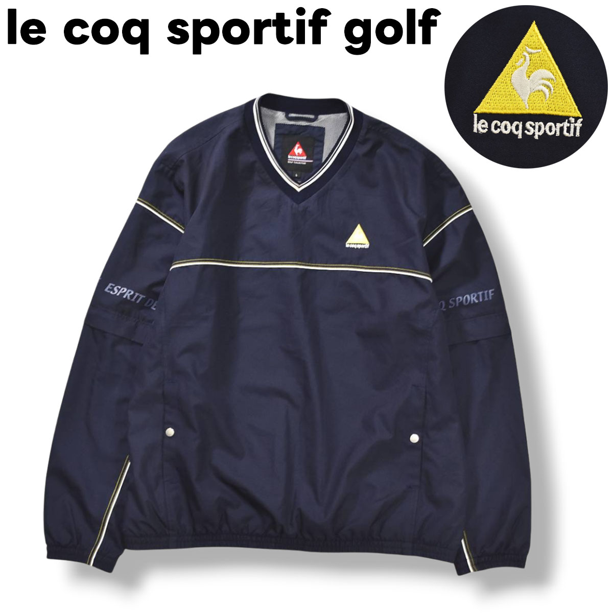 ルコック スポルティフ ゴルフ le coq sportif golf 長袖 x 半袖 切替 スニードジャック プルオーバー ウィンド ジャケット 裏地 メッシュ L ネイビー メンズ