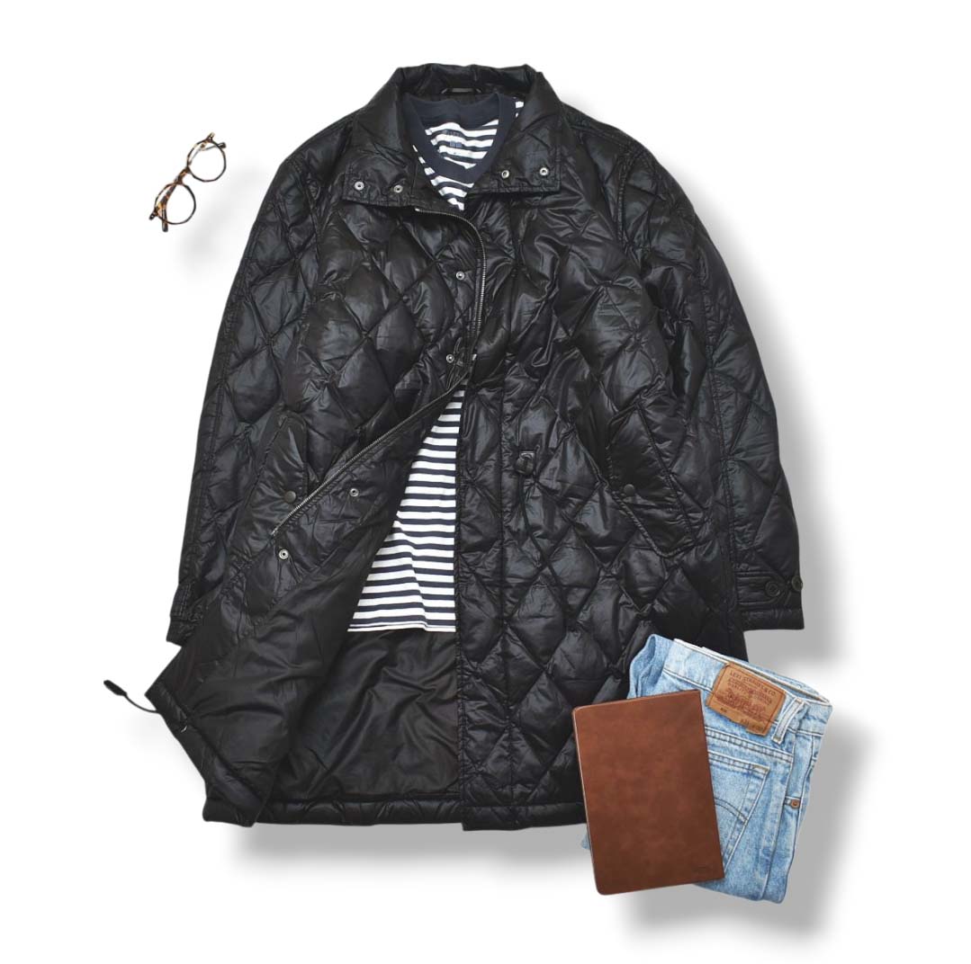 こうポールスミス　ピーコートM 黒　裏キルティング ポールスミスPaul Smith PS 裏中綿キルティングカシミヤ混紡レザー