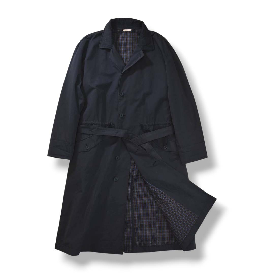 パパス PAPAS コットンナイロン ベルト付き ロングコート 裏地チェック