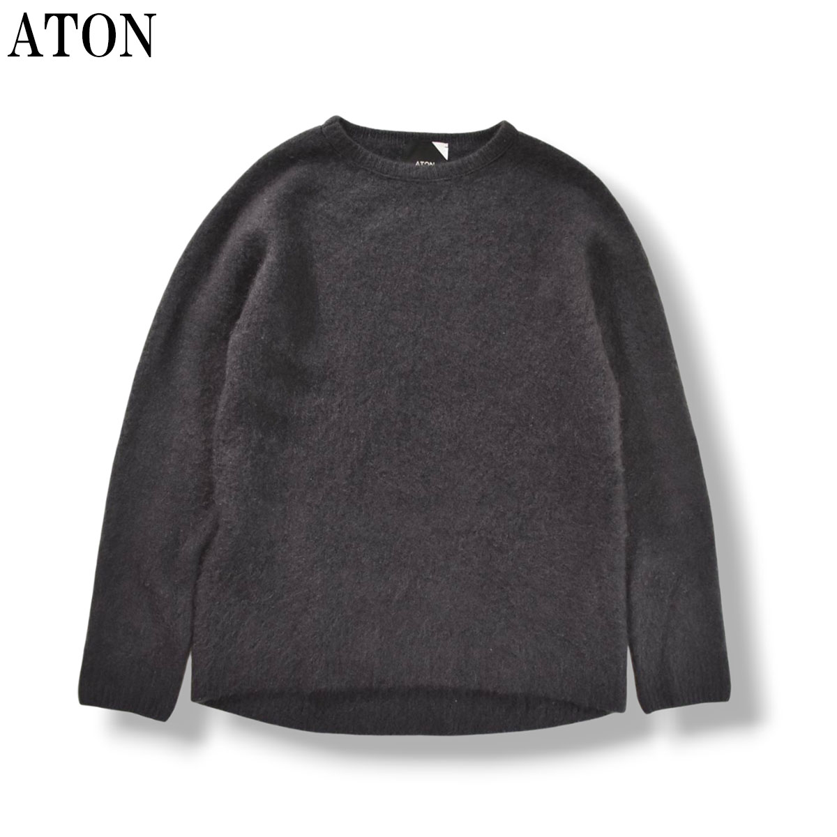 エイトン ATON GARMENT DYE CASHMERE クルーネックセーター カシミヤ ニット トップス ウール 2 グレー レディース ♪