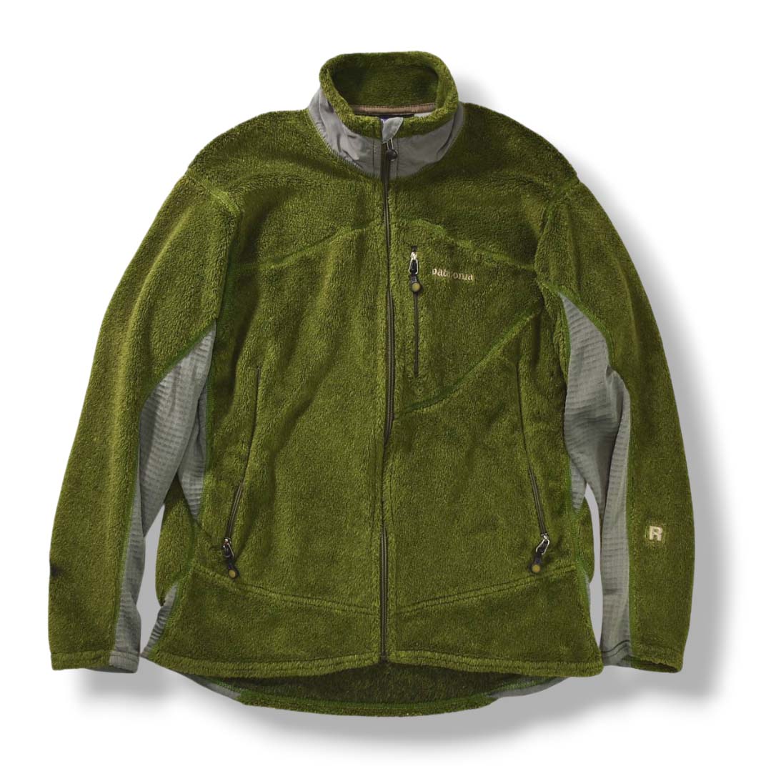 00sヴィンテージ USA製 パタゴニア patagonia レギュレーター R2 FLEECE JACKET ジップアップ フリースジャケット  袖R刺繍 M オリーブグリーン メンズ