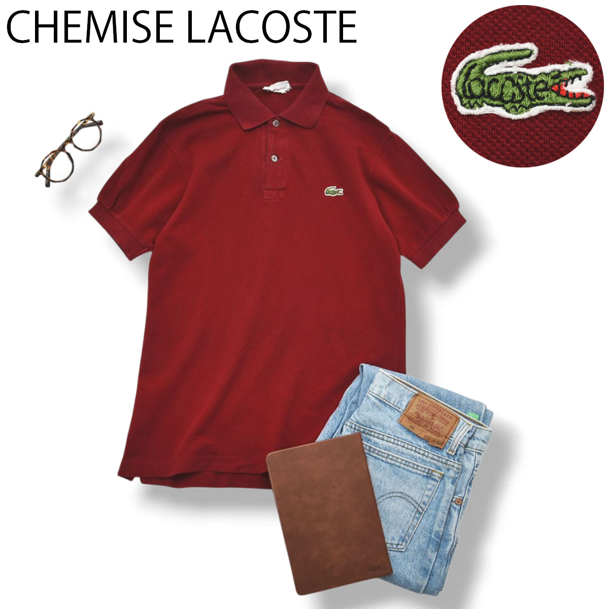 LACOSTE（ラコステ） フランス製 CHEMISE LACOSTE 半袖 鹿の子 