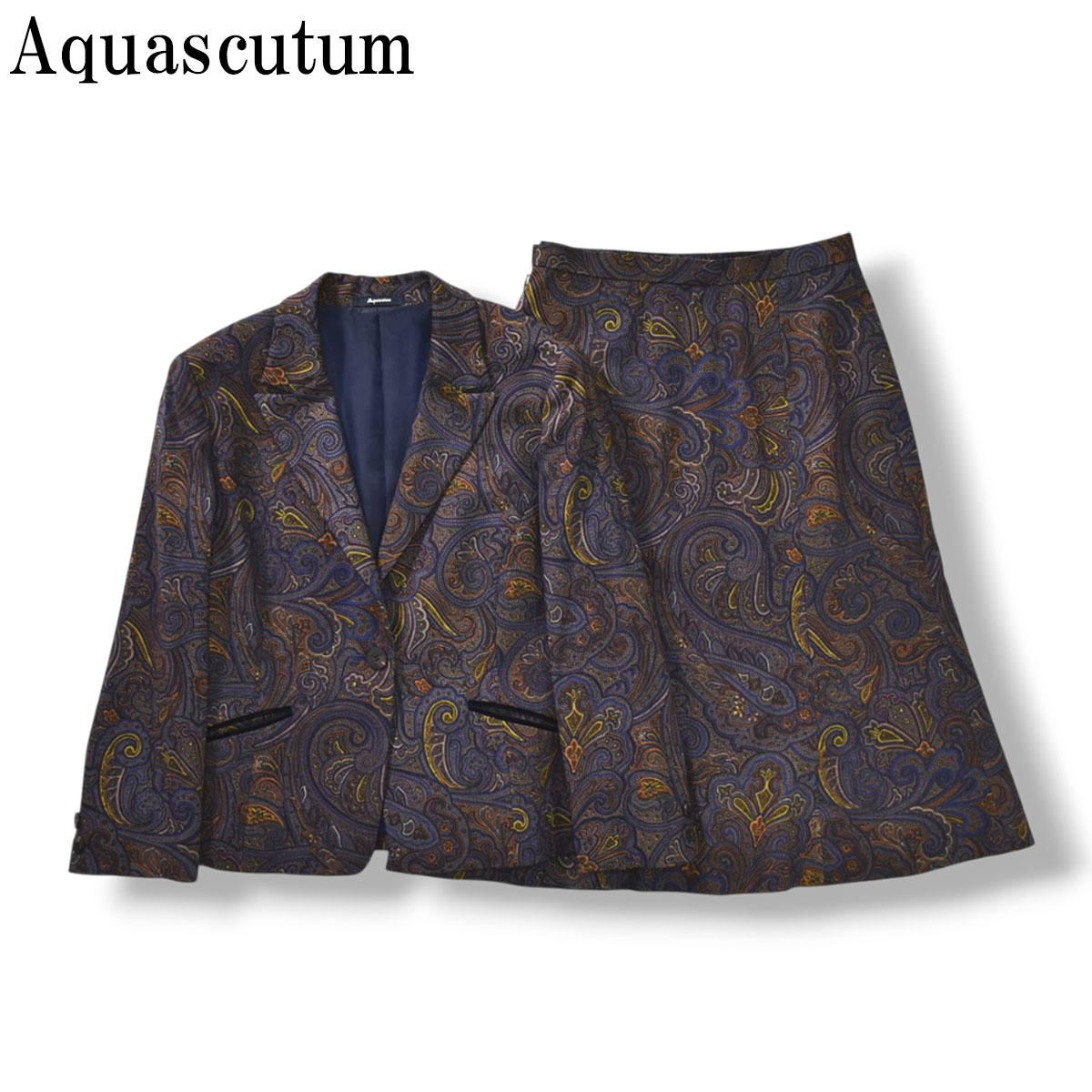 美品✨ アクアスキュータム スカートスーツ ネイビー サイズ40 Aquascutum(アクアスキュータム) スカートスーツ レディース美品
