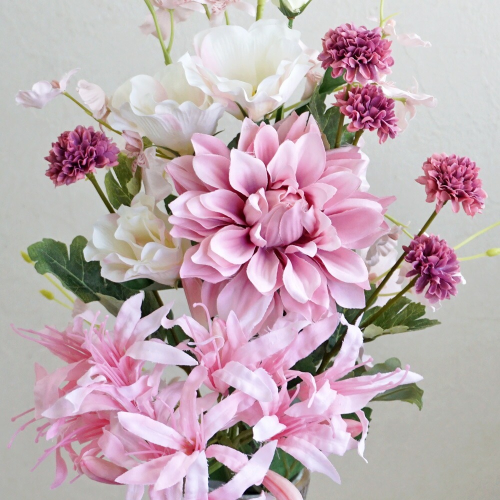 仏花　お供え花　お花のみ一対ダリア 墓花 仏花 造花 ダリア組花 単品 供花 お墓用 お仏壇 お彼岸 お盆