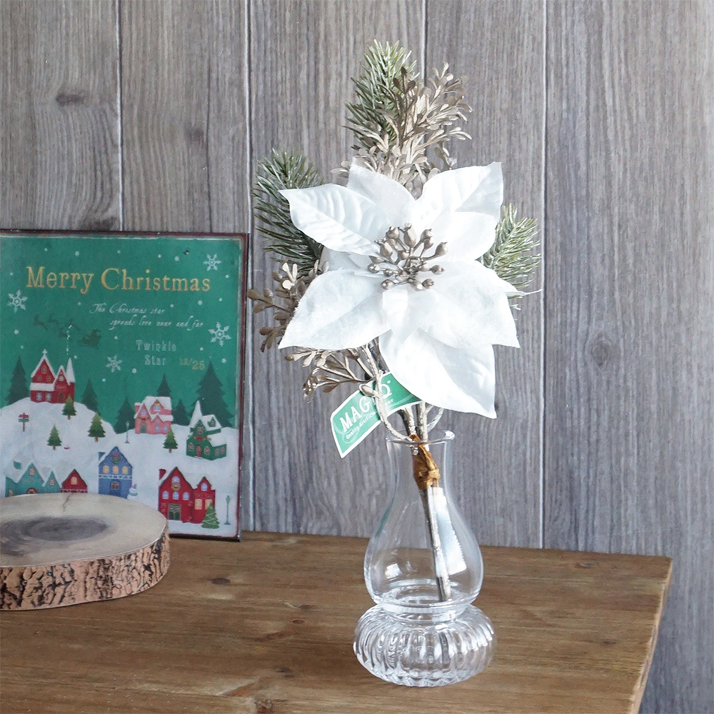 ポインセチア インテリア　造花　花　Xmas クリスマス　プランター付 90cm クリスマスポインセチア造花セット, ポインセチアプランタ- ボリューム