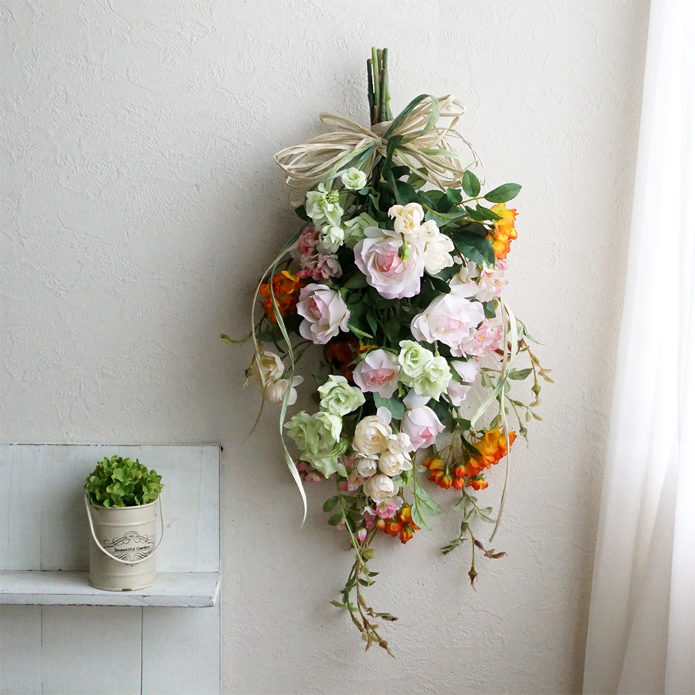 光触媒　スワッグ　アーティフィシャルフラワー　造化　玄関　飾り　薔薇リース　花 rose-swag.jpg