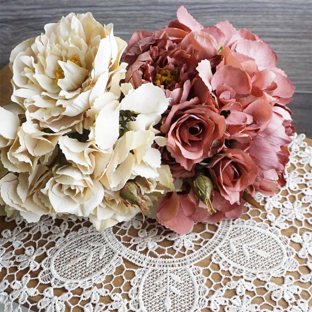 造花 ローズハイドレンジャバンドル 1束 バラ ローズ アジサイ 紫陽花