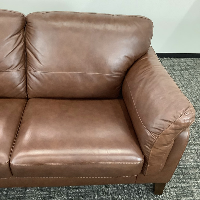 中古 ソファ 2人用 ビニールレザー ブラウン 幅180cm 地域限定送料無料