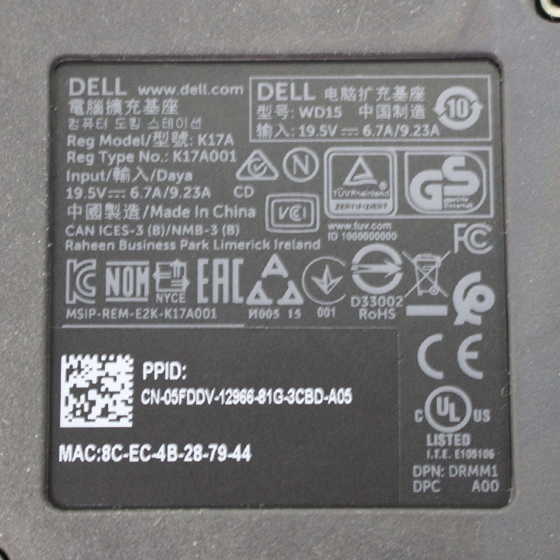 【中古】Dell WD15 モニター ドック 4K 130Wアダプター付き USB-C エコファニ 送料無料　 450-AFGM-cr｜resta-3r-shop｜03