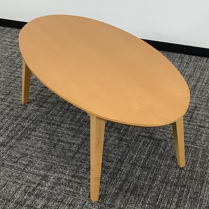 中古 ローテーブル クレス ナチュラル 楕円形 幅120cm 地域限定送料 