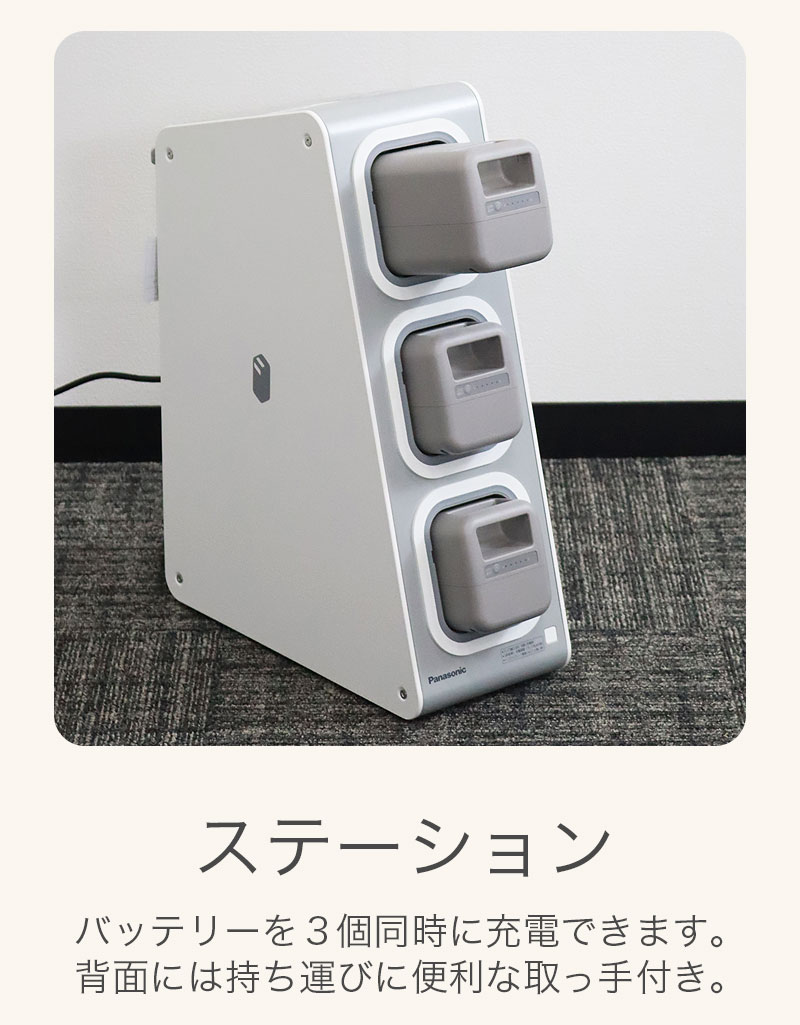 【セール】中古 Panasonic 可搬型バッテリー イーブロックセット ステーション(専用充電器)１台/スタンド(充放電器)５台 パナソニック 地域限定送料無料 | Panasonic | 06