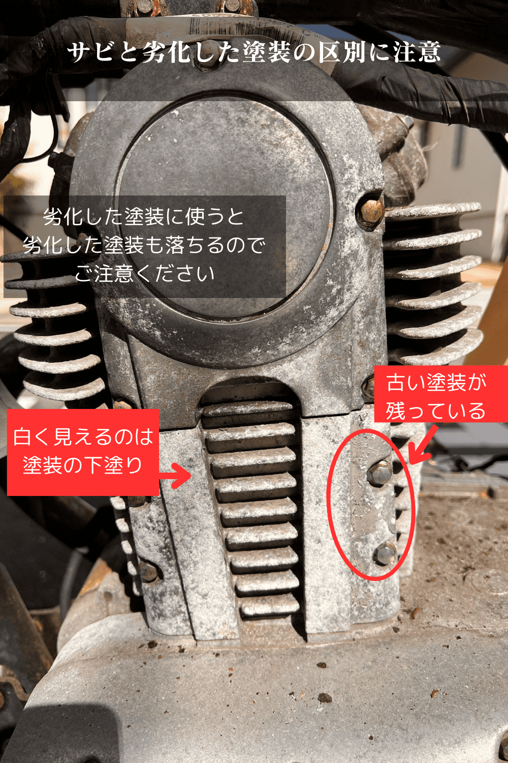 サビと劣化した塗装の区別に注意