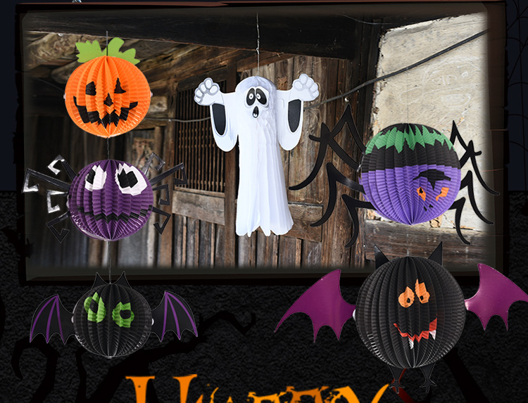 ハロウィン 飾り 吊り下げ 紙提灯 カボチャ ランタン 折りたたみ式