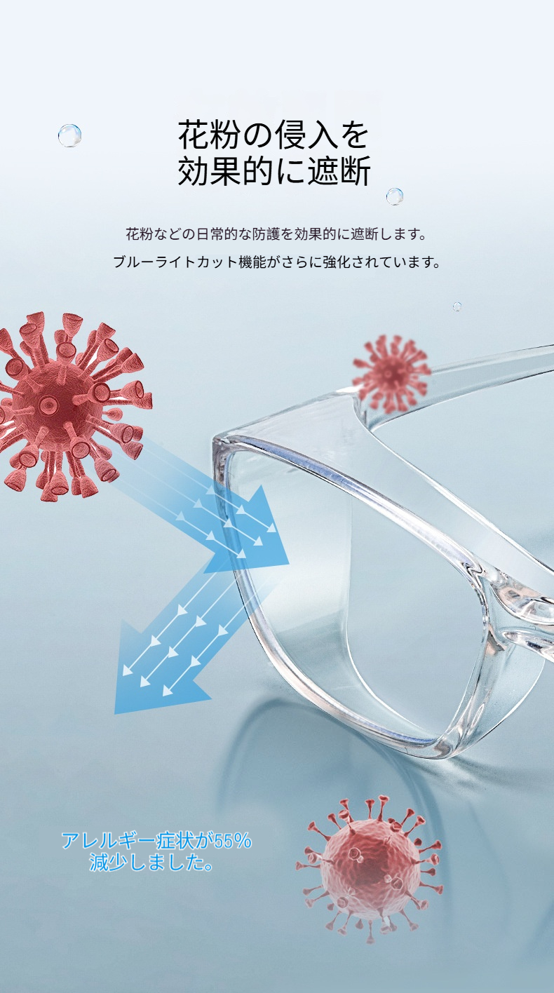 花粉症 メガネ 花粉対策 メガネ 防塵 防風 ...の詳細画像4