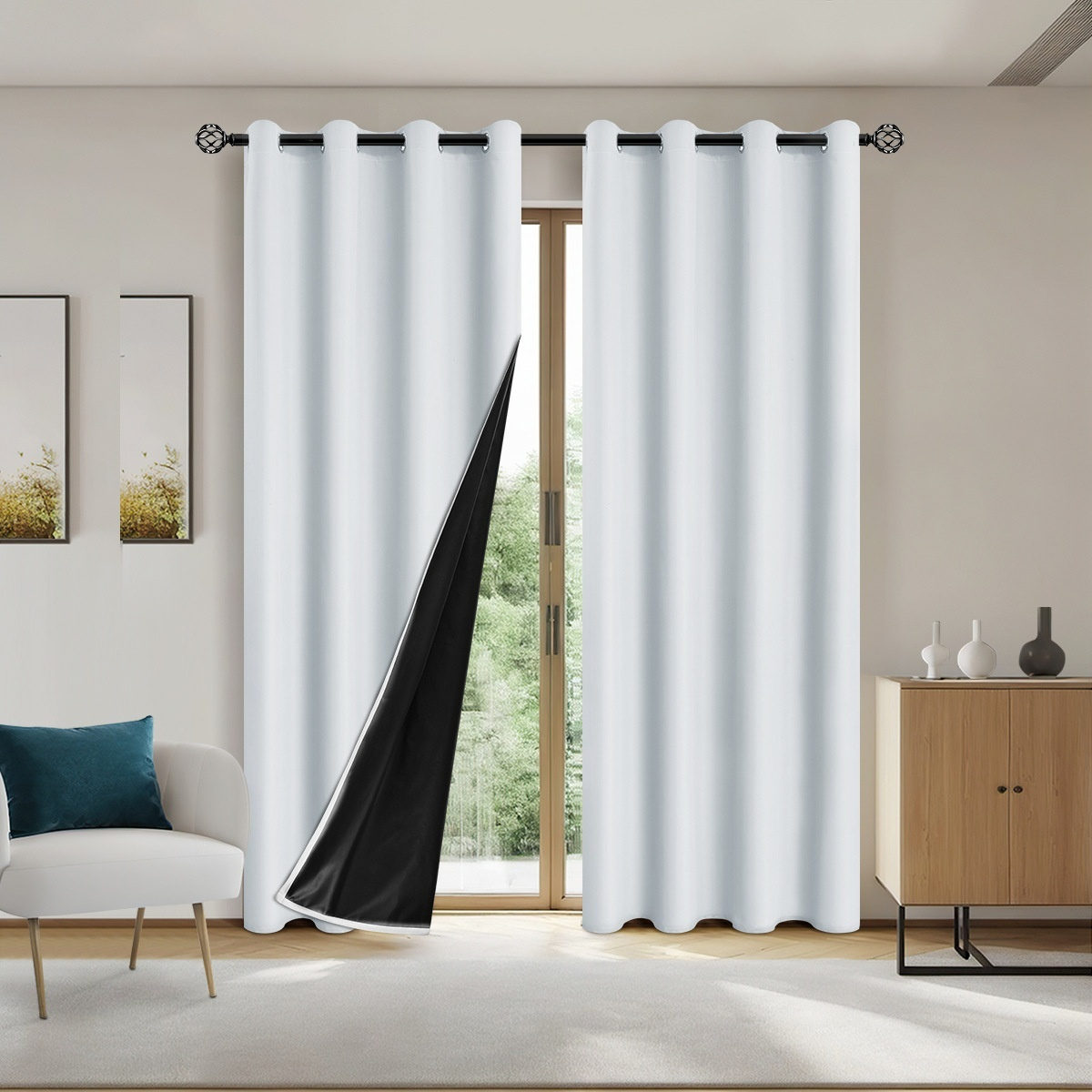 カーテン 2枚組 遮光カーテン 防音 断熱 シンプル 無地 コンパクト