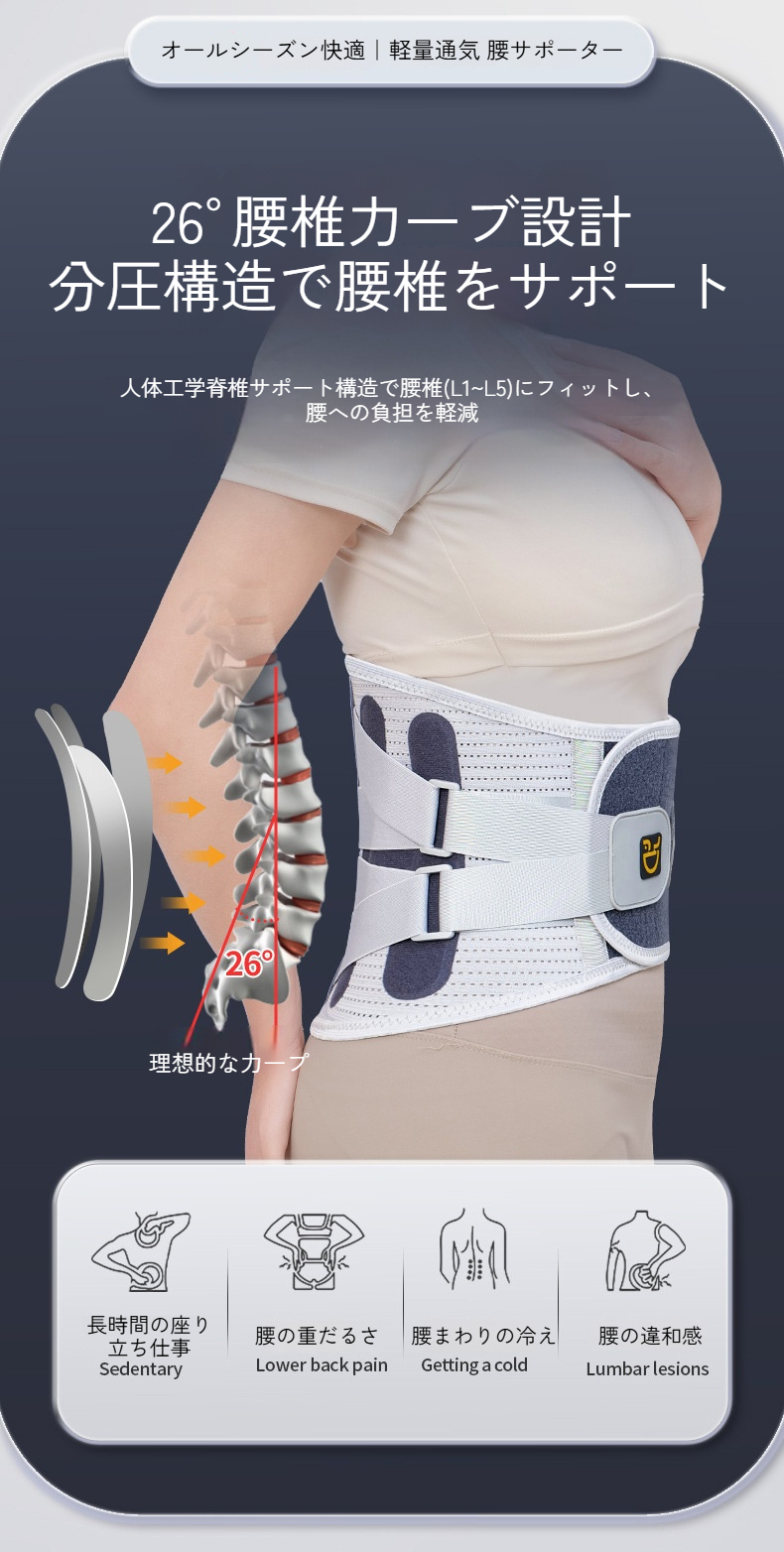 腰 サポーター 腰痛 コルセット 男性用 女性用 男女兼用 360°加圧 W