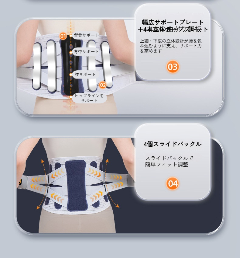 腰 サポーター 腰痛 コルセット 男性用 女性用 男女兼用 360°加圧 W