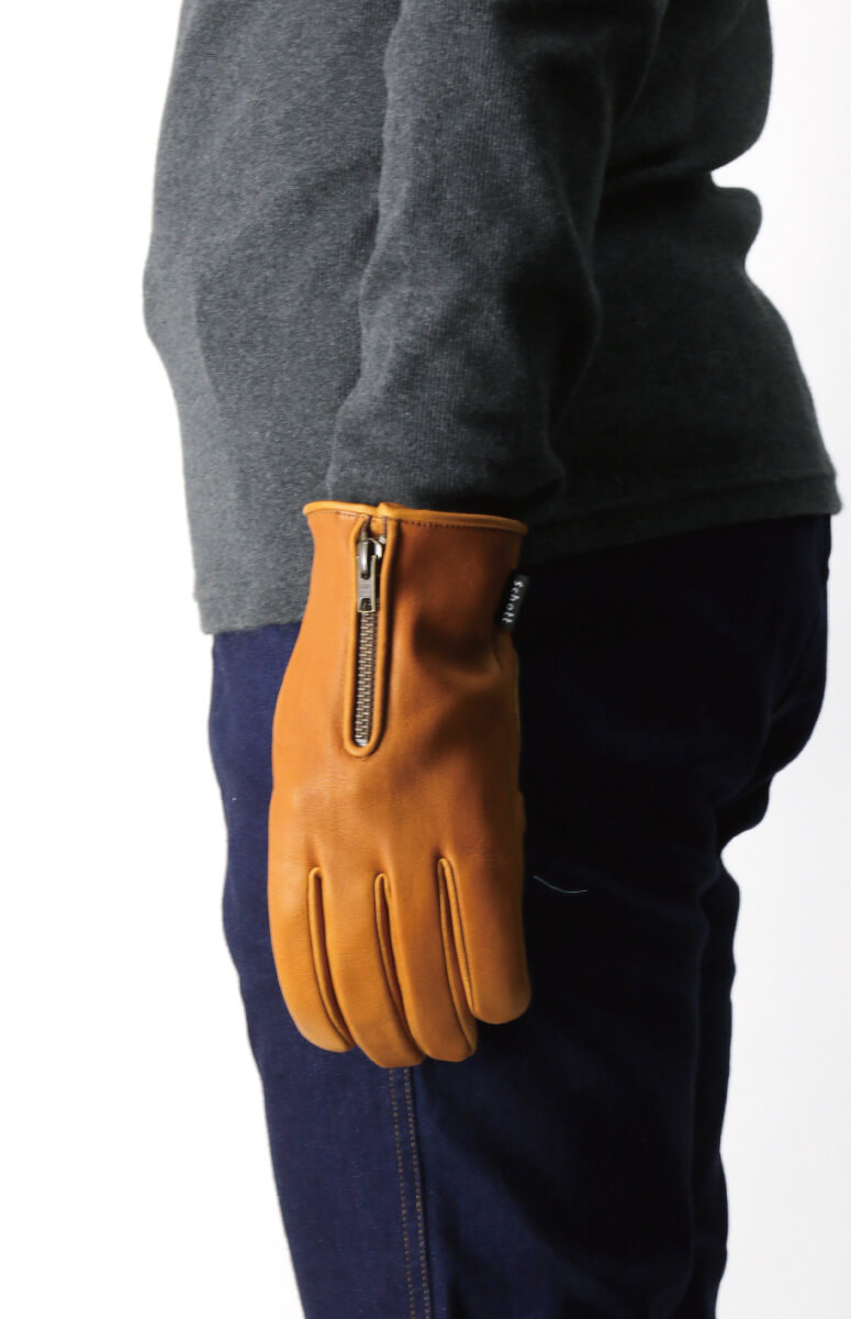 (ショット) Schott ジップ レザー グローブ 手袋 カウハイド メンズ 