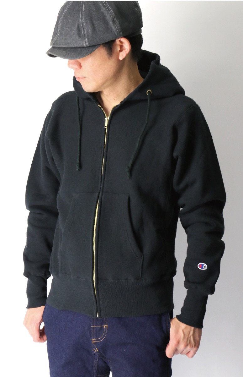 赤単タグ チャンピオン リバースウィーブ ジップパーカー ブラック　アメリカ製 Champion チャンピオン USA製 12.5oz 赤単タグ リバースウイーブ