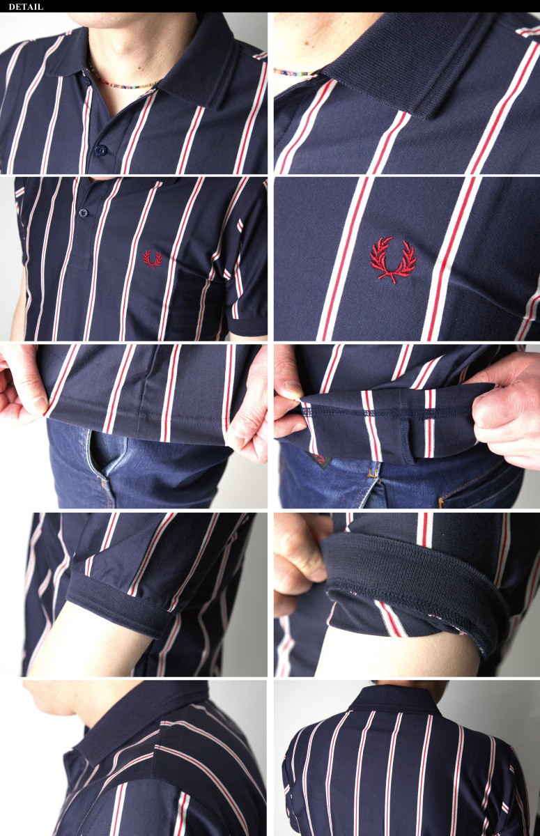 FRED PERRY ストライプジャージ FRED PERRY (フレッドペリー) ストライプ ジャージ ポロシャツ