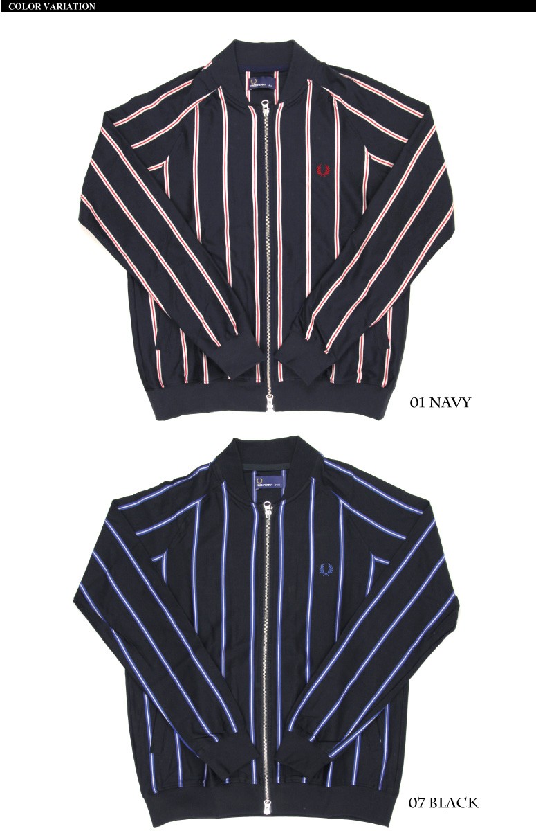 美品★FRED PERRY★スナップ ジャージ ボンバージャケット★スタジャン FRED PERRY (フレッドペリー) ストライプ ジャージ ボンバー