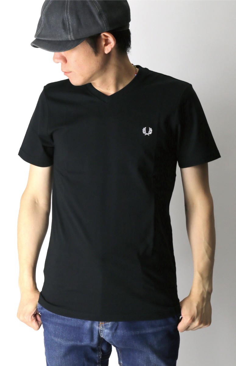 フレッドペリー) FRED PERRY Vネック Tシャツ カットソー ワンポイント