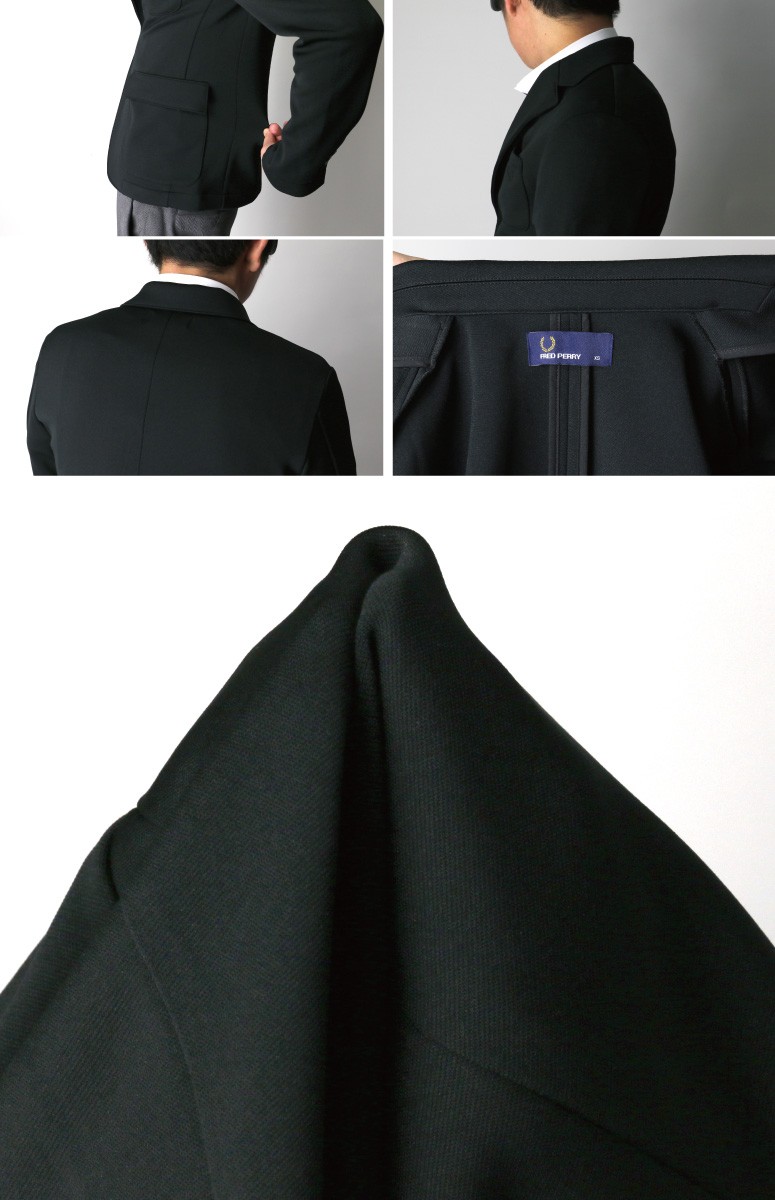 希少FRED PERRY ブラック テーラードジャケット L FRED PERRY（フレッドペリー） テイラード ジャージ ジャケット メンズ
