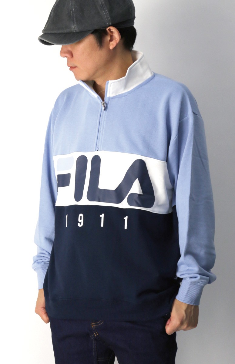 (フィラ) FILA ロゴプリント ハーフ ジップ スウェット 裏毛 スタンド