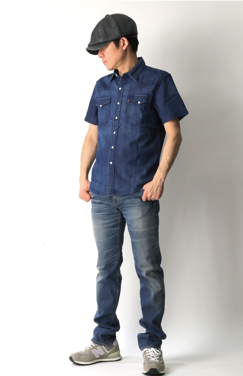 70's VINTAGE Levi's デニム半袖シャツ　M ビンテージ70's○Leeデニムウエスタンシャツsize 14 1/2-33