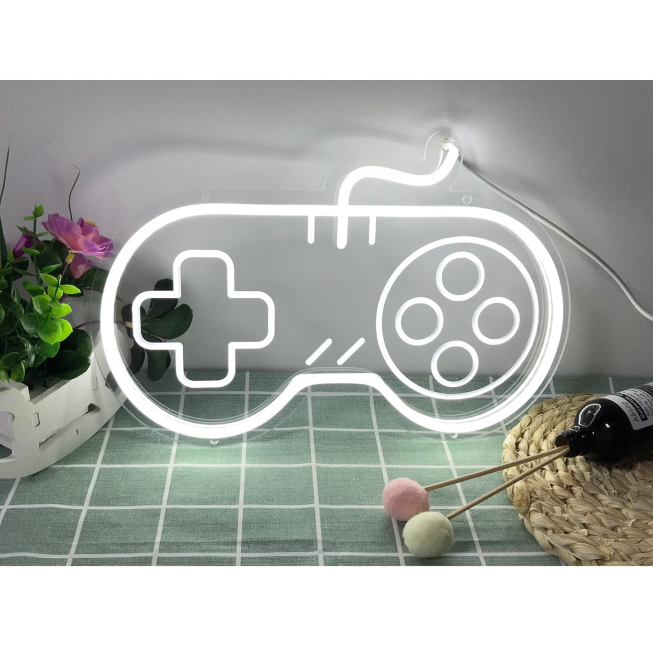 LEDネオンサインボード ゲームパッド型 透明アクリルプレート