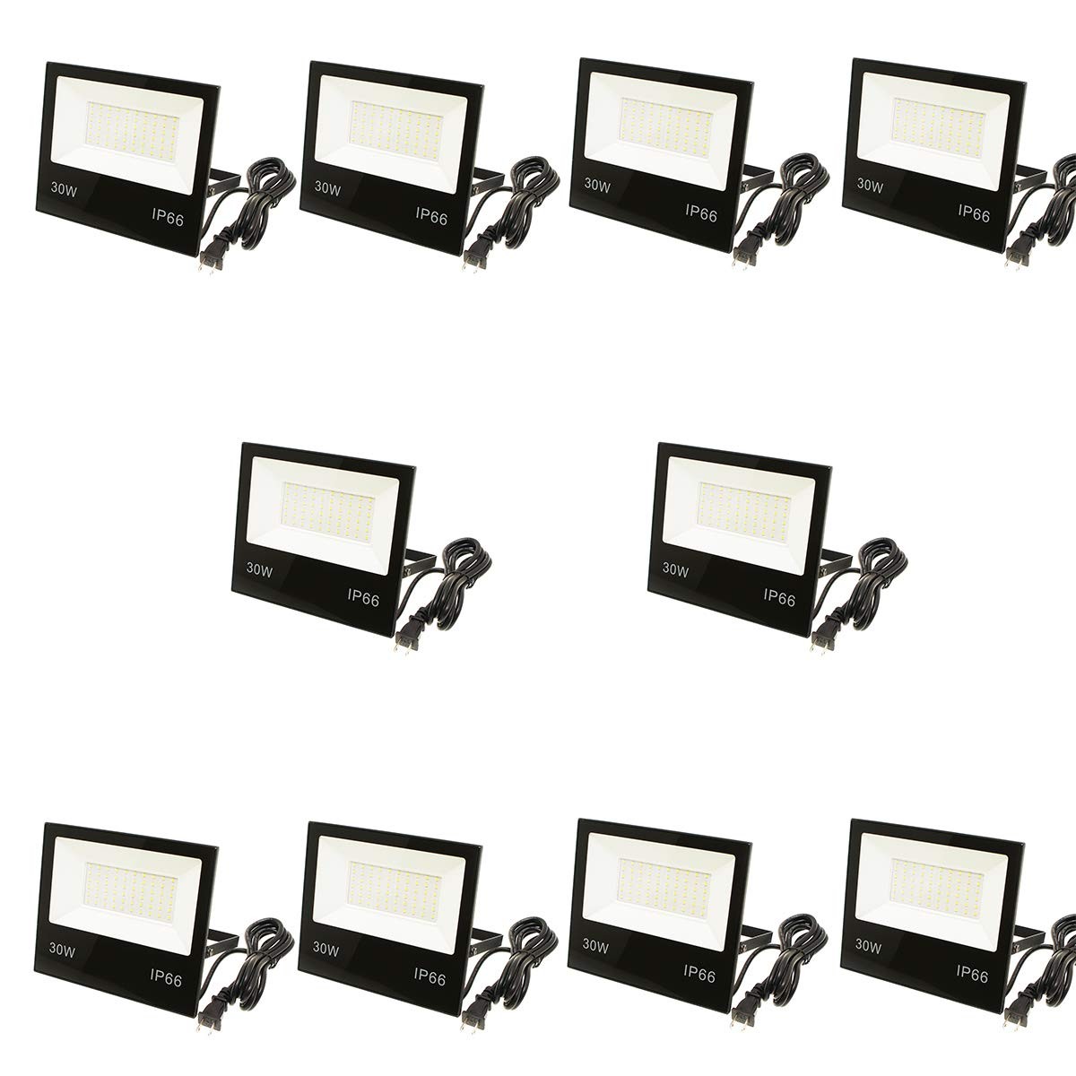 防雨形LED投光器 30W 薄型ブラック 10個セット